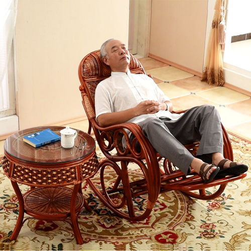 藤椅逍遙椅大人家用藤編搖搖椅懶人午睡陽(yáng)臺(tái)休閑老人躺椅成人搖椅