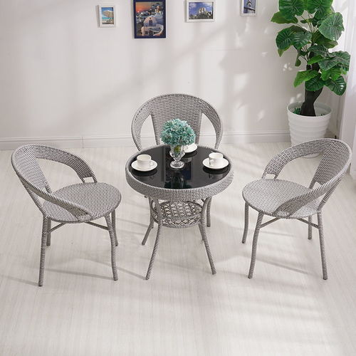 藤椅三件套陽(yáng)臺(tái)戶(hù)外小茶幾桌椅組合簡(jiǎn)約休閑室外庭院藤椅子靠背椅